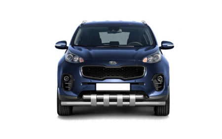 Защита переднего бампера двойная с пластинами 63/63 (НПС) KIA Sportage 2016-